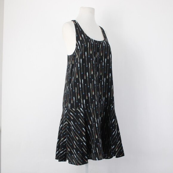 Joie Dress Sz S Black Multi Color Arrows Racer Back Lined 100% Silk Poly Dress - Picture 6 of 14